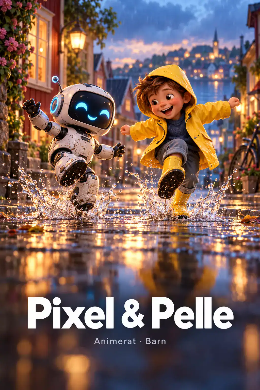 Nordic IPTV – animerad barnserie, robot och pojke i regnkläder